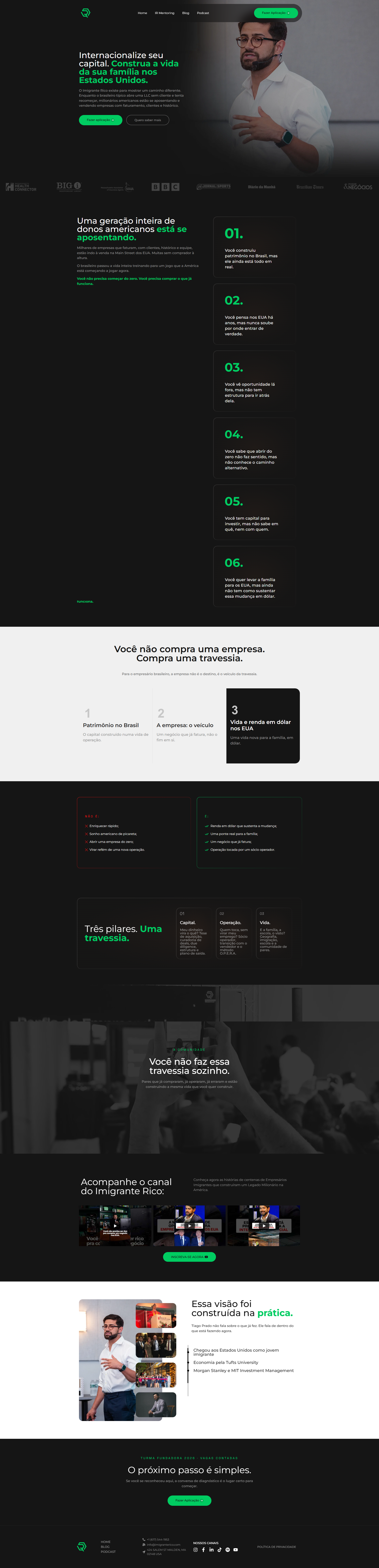 Print da landing page da IR Educação